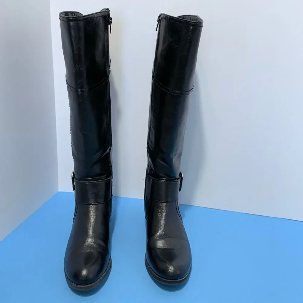 Unisa Women's Black Leather Knee-High Boots Size 6M Style
